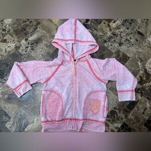 Souris Mini Soft Pink Heathered Hoodie Sweatshirt with Ribbed Cuffs 24 months